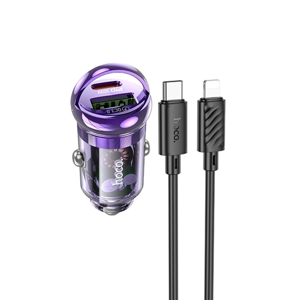 ������������� �������� ������� Hoco Z53A USB/ Type-C, Power Delivery (30 ��), Quick Charge, transparent purple + ������ Type-C �� Lightning | �������, �������� ����������