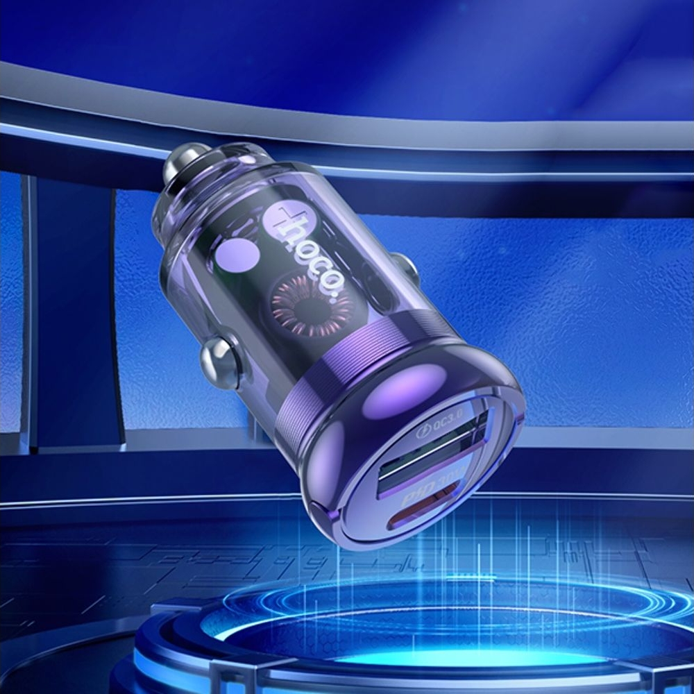 ������������� �������� ������� Hoco Z53A USB/ Type-C, Power Delivery (30 ��), Quick Charge, transparent purple + ������ Type-C �� Lightning | �������, �������� ����������