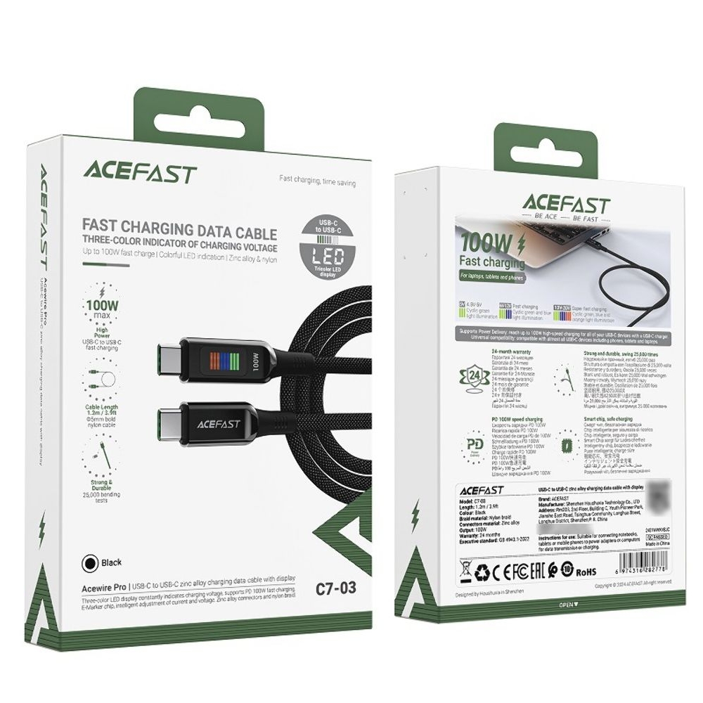������ Acefast C7-03 � �������� Type-C �� Type-C 1.2m, ������