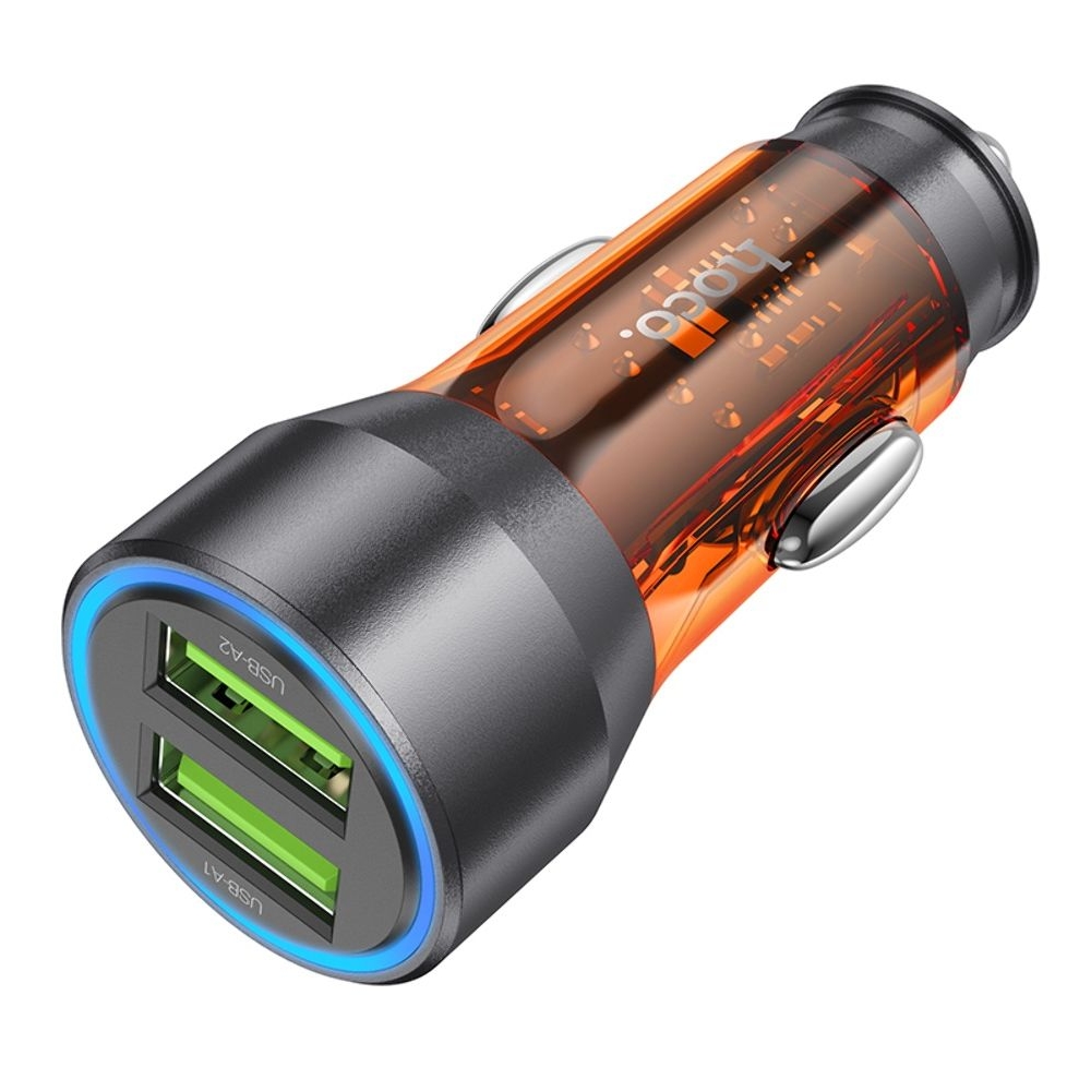 ������������� �������� ������� Hoco NZ12 2 USB, Quick Charge, 36W transparent orange | �������, �������� ����������