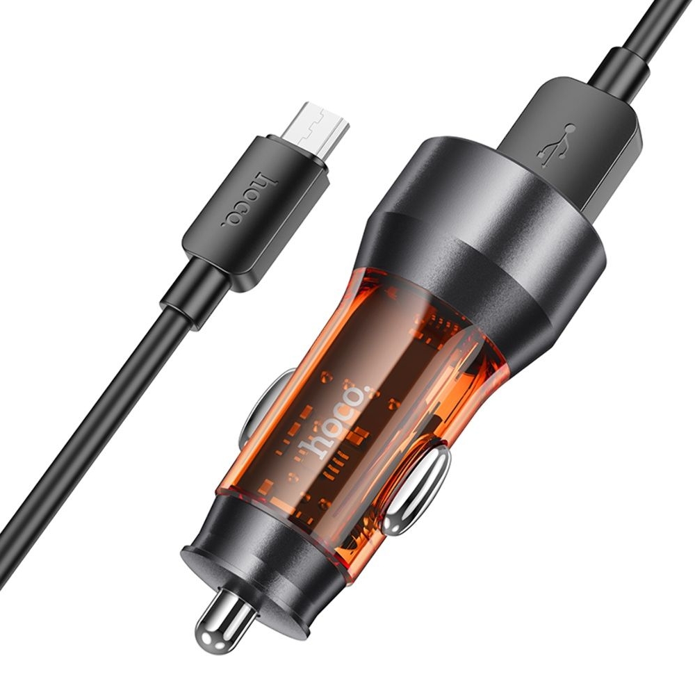 ������������� �������� ������� Hoco NZ12 2 USB, Quick Charge, 36W transparent orange + ������ USB to MicroUSB | �������, �������� ����������