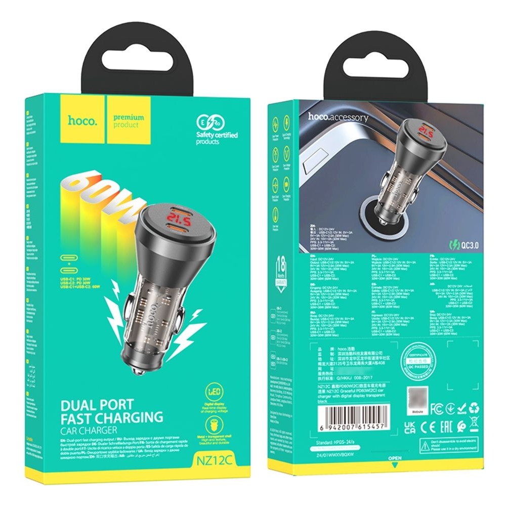 ������������� �������� ������� Hoco NZ12C 2 Type-C PD 60W � �������� transparent, ������ | �������, �������� ����������