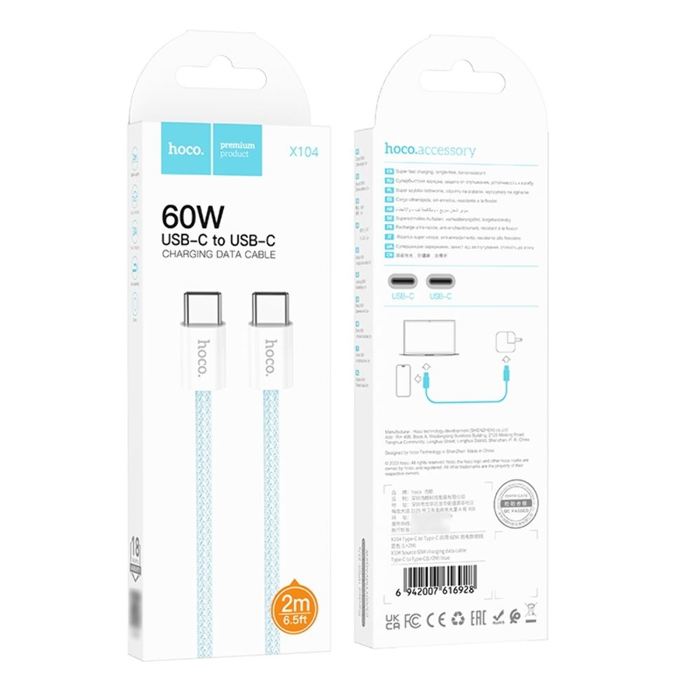 ������ Hoco X104 Type-C �� Type-C PD 60W 2m, �����