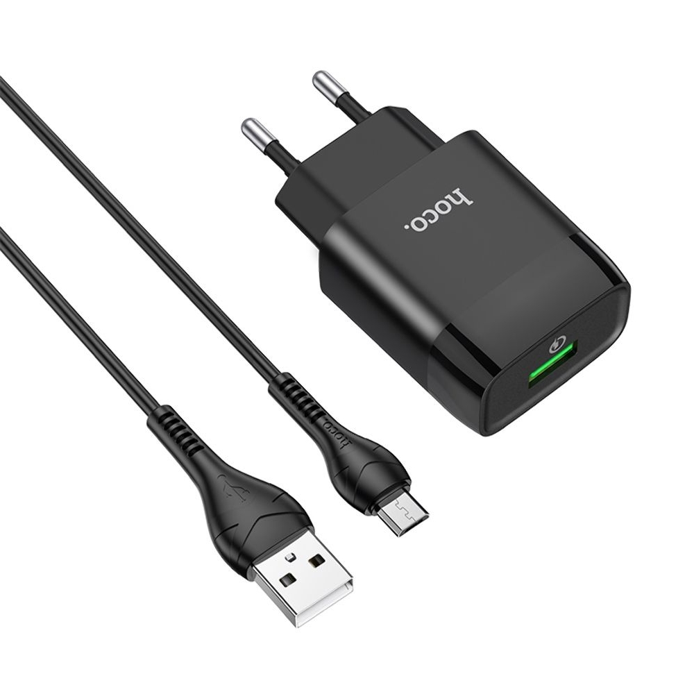 ������� �������� ���������� Hoco C72Q USB QC + ������ USB to MicroUSB black