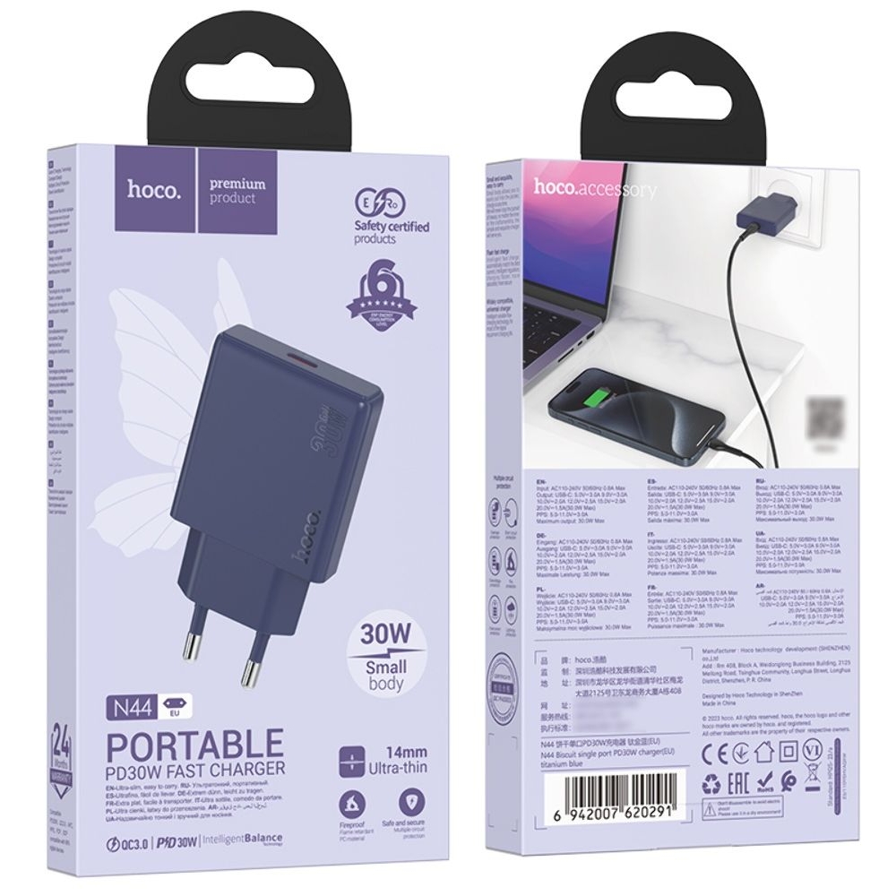 ������� �������� ���������� Hoco N44 Type-C PD 30W titanium blue