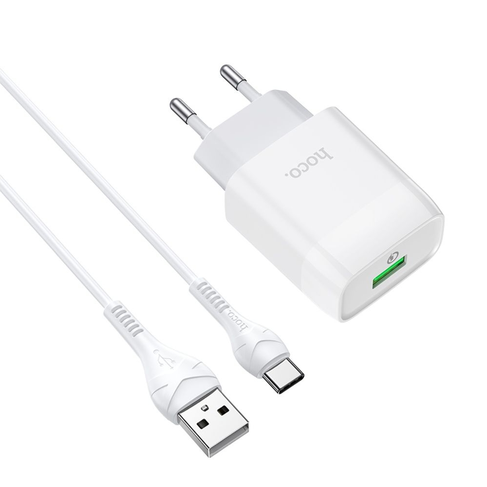 ������� �������� ���������� Hoco C72Q USB QC + ������ USB to Type-C white