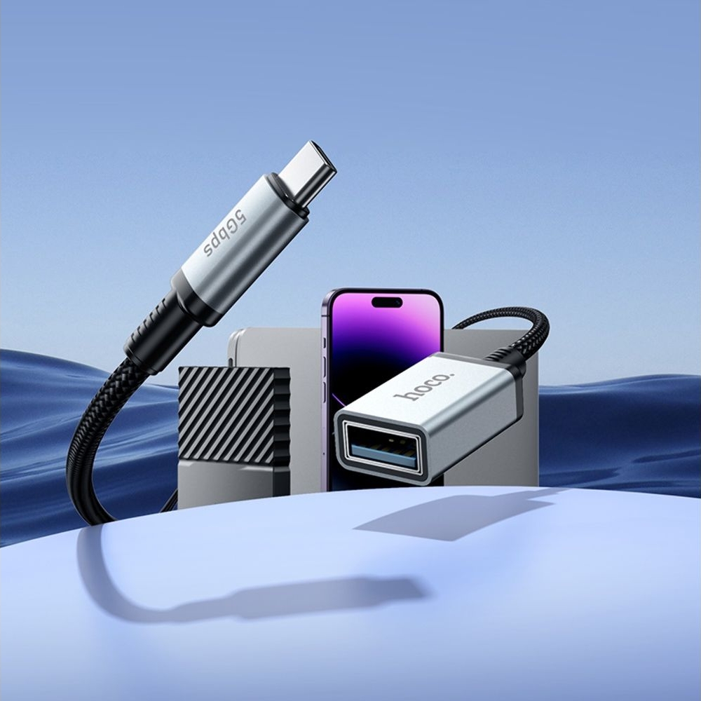 �������������� ������ Hoco US10 ���������� Type-C to USB (F) USB3.0 5Gbit/s 0.5m black