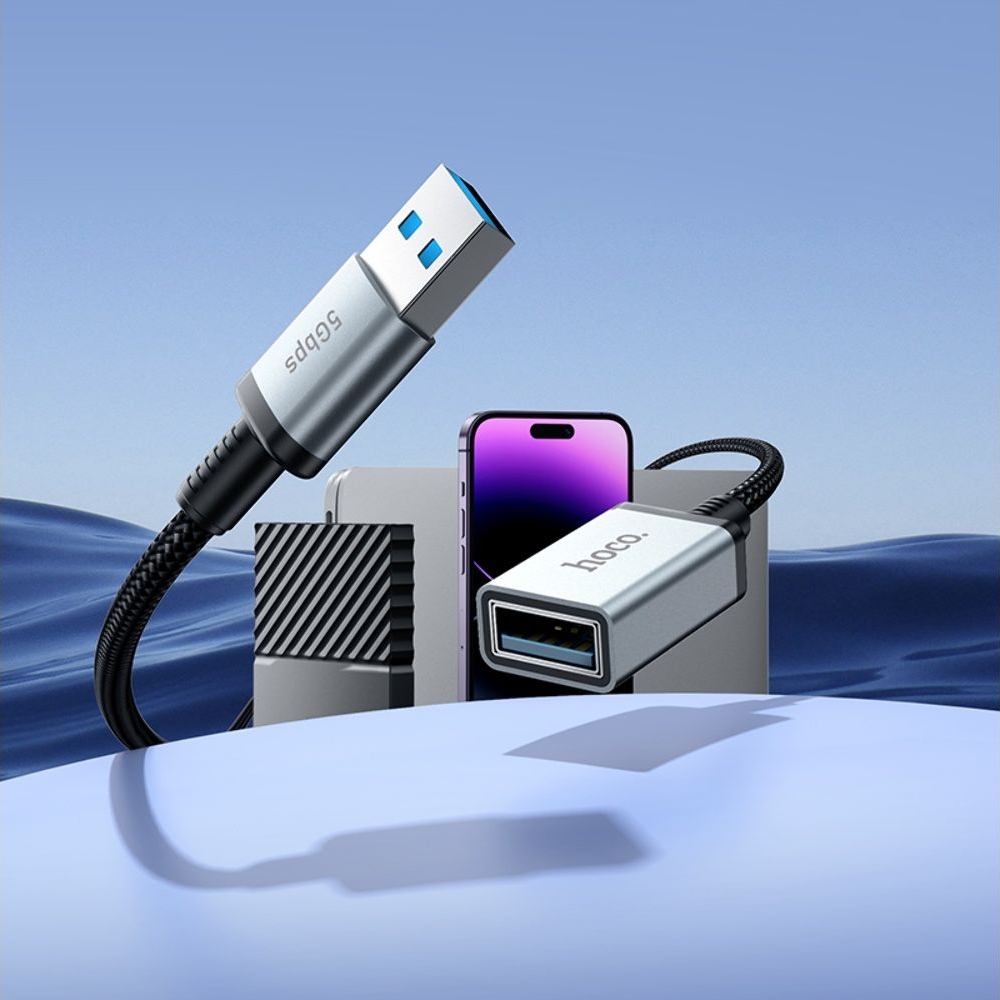 �������������� ������ Hoco US10 ���������� USB to USB (F) USB3.0 5Gbit/s 0.5m black