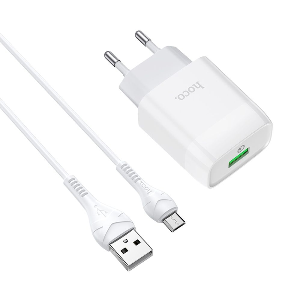 ������� �������� ���������� Hoco C72Q USB QC + ������ USB to MicroUSB white