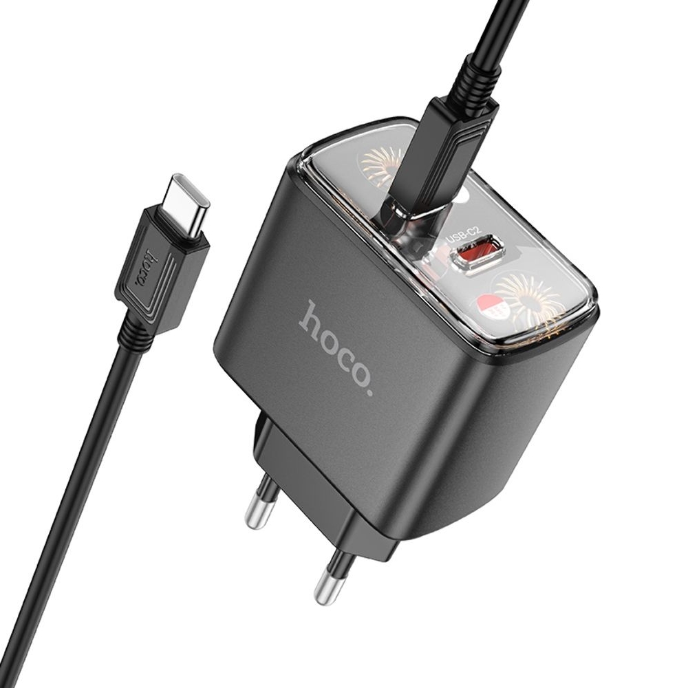 ������� �������� ���������� Hoco CS43A 2 Type-C PD 45W black + ������ Type-C to Type-C
