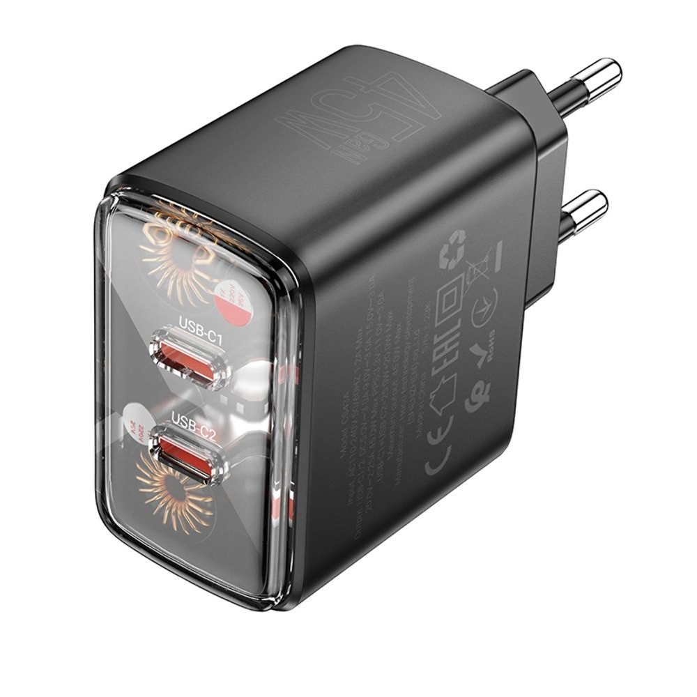 ������� �������� ���������� Hoco CS43A 2 Type-C PD 45W black
