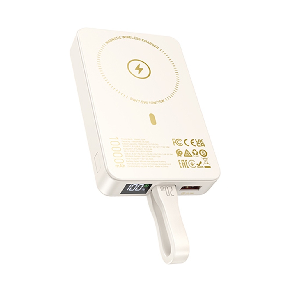 Power bank Hoco Q24 10000mAh 22.5W PD 20W ��������� � �������� ������������ ������� milky white