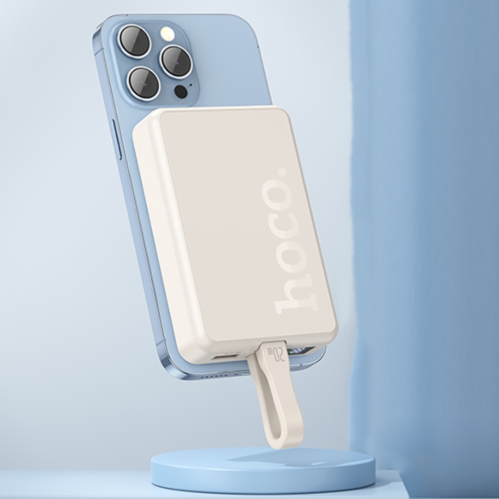 Power bank Hoco Q24 10000mAh 22.5W PD 20W ��������� � �������� ������������ ������� milky white