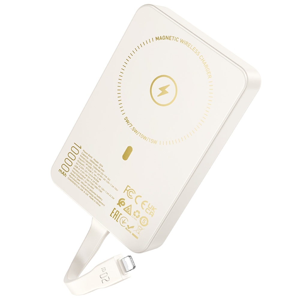 Power bank Hoco Q24 10000mAh 22.5W PD 20W ��������� � �������� ������������ ������� milky white