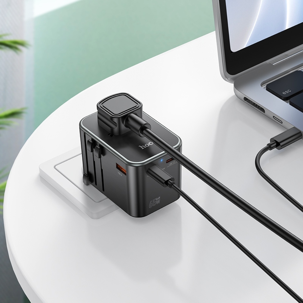 ������� �������� ���������� Hoco AC17 USB/ 2 PD Type-C 65W black