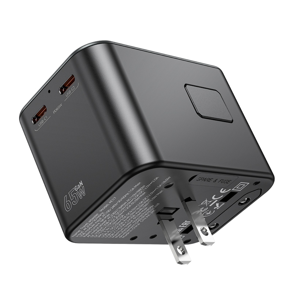 ������� �������� ���������� Hoco AC17 USB/ 2 PD Type-C 65W black