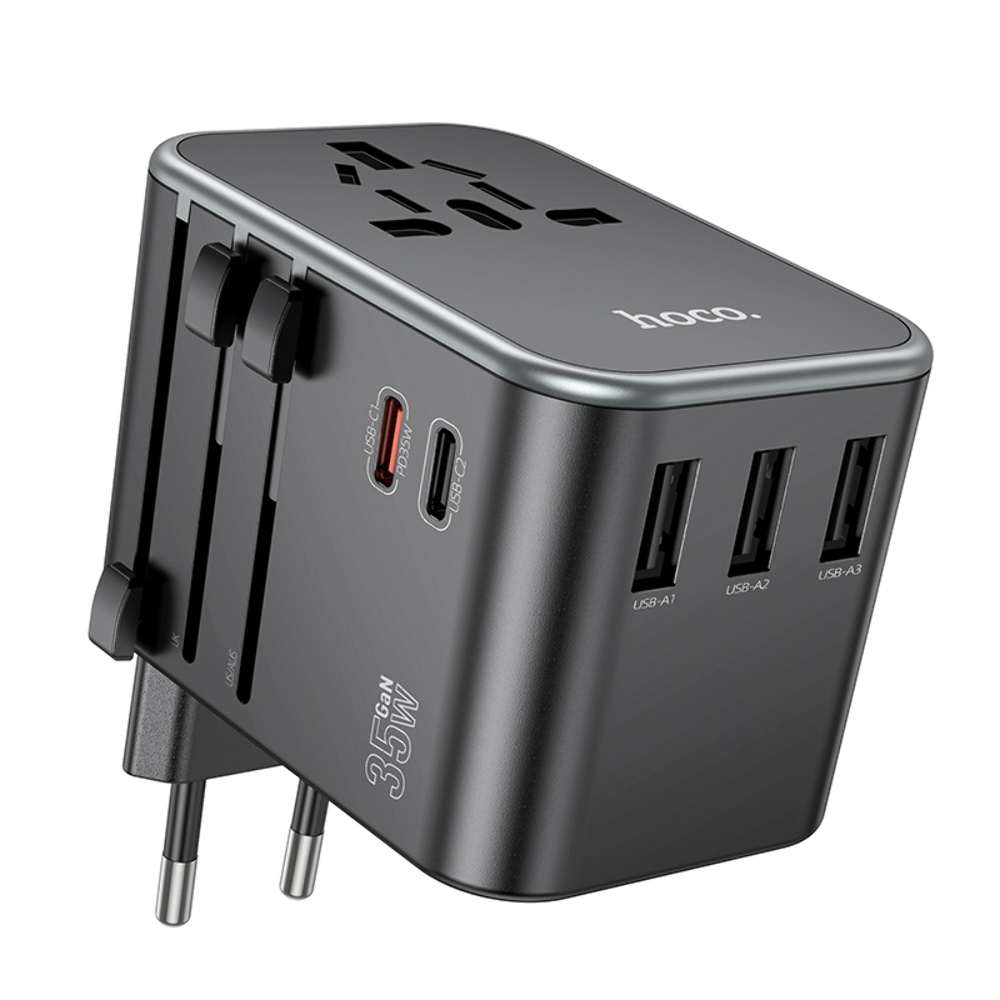 ������� �������� ���������� Hoco AC19 3 USB/ 2 Type-C PD 35W black