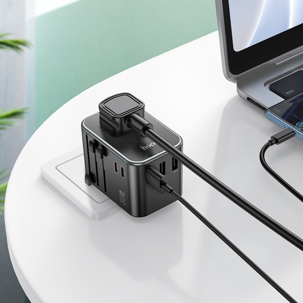 ������� �������� ���������� Hoco AC19 3 USB/ 2 Type-C PD 35W black