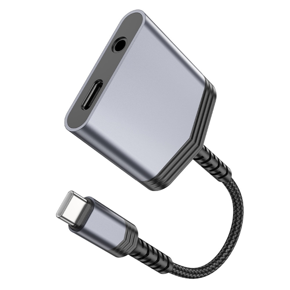 ������� ���������� Hoco LS39 ����� ��������� Type-C /Jack 3.5 (F) to Type-C metal gray