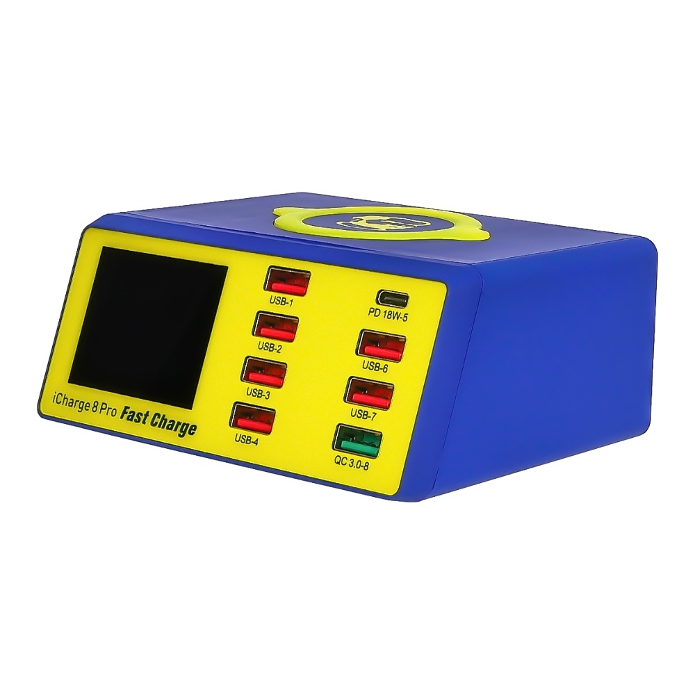 �������� ������� � ���������� ���������� ������� Mechanic iCharge 8 Pro 100W (6 USB 2.4�/ 1 USB QC 3.4A/ 1 PD 18W/ Wireless fast charging 15W)