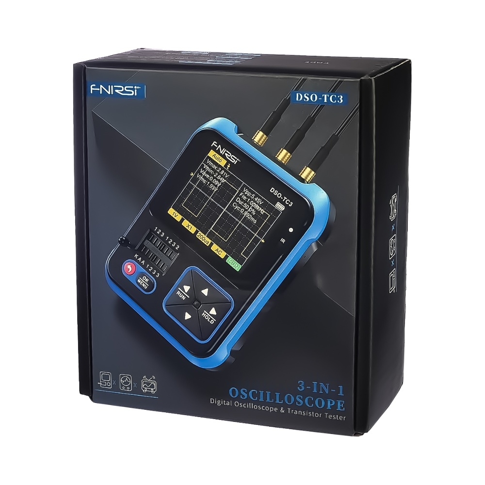 ����������� ����������� �������� Fnirsi DSO-TC3, 3�1, ESR ������ �����������, PWM/AWG ��������� ��������, 500���, 10�Sa/s, USB Type-C, 5V/1A
