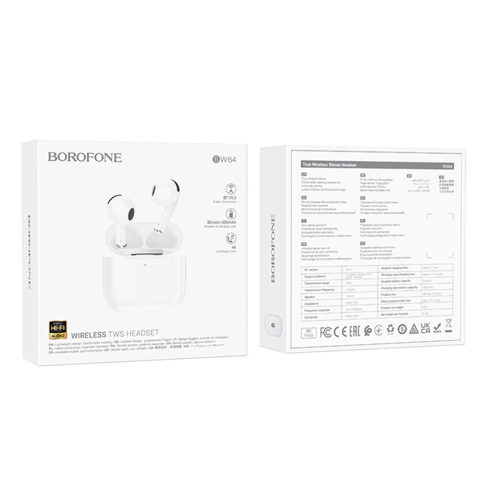 ������������ TWS �������� Borofone BW64 �������� white