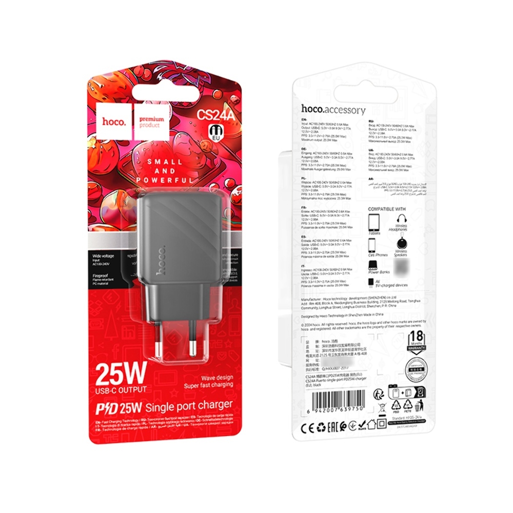 ������� �������� ���������� Hoco CS24A Type-C PD 25W black