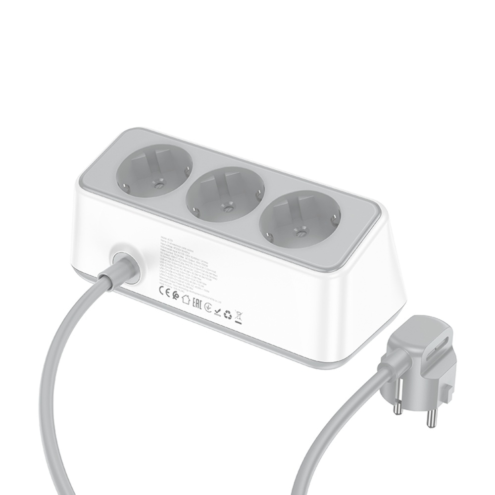 ������� �������� ���������� ���������� Hoco AC23 2 USB/ 2 Type-C PD 65W 3 ������� 2m white