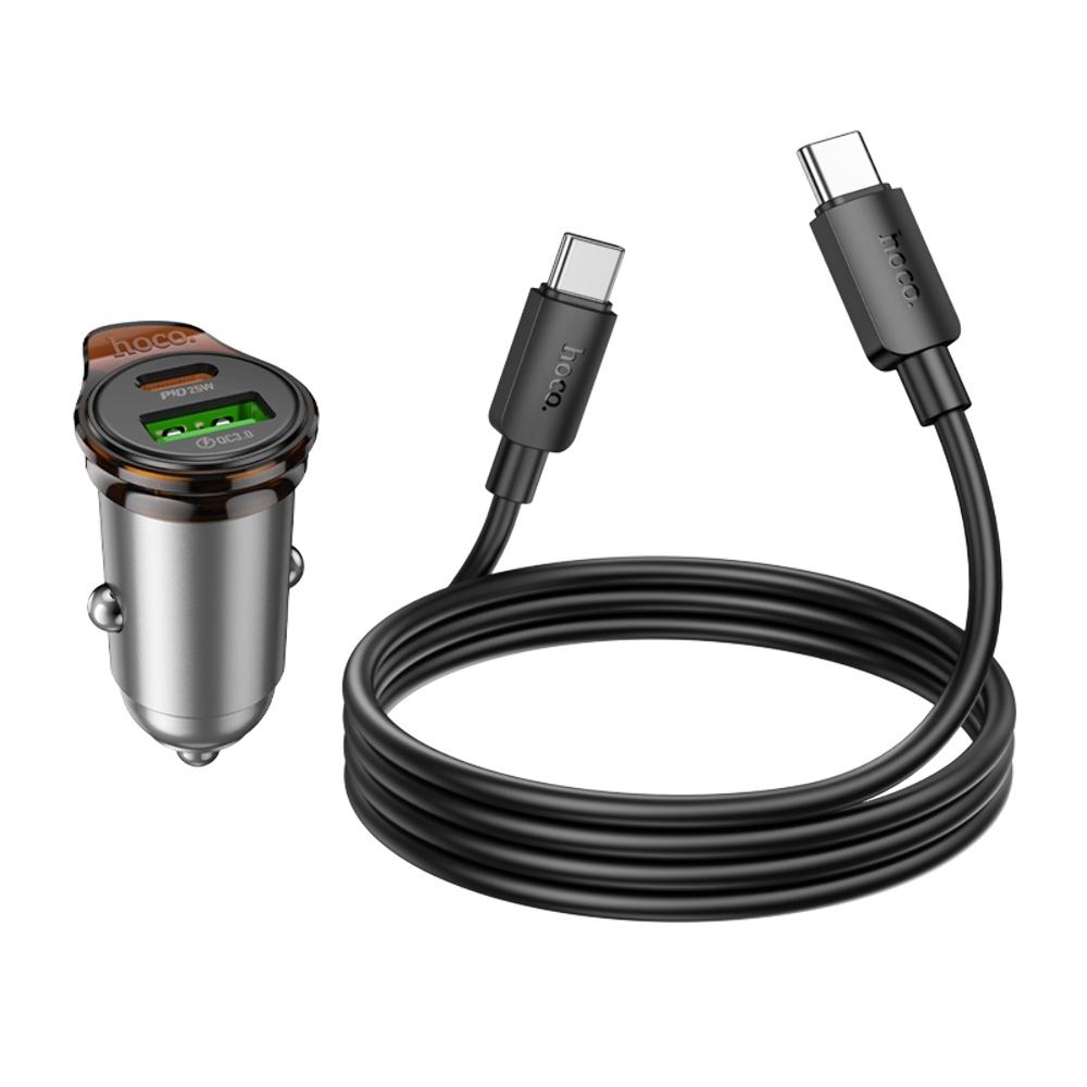 ������������� �������� ���������� Hoco NZ16A USB/ Type-C 43W PD QC 25W metal grey + ������ Type-C to Type-C