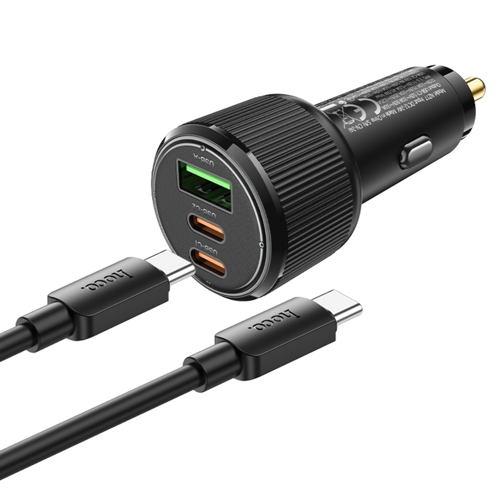 ������������� �������� ���������� Hoco NZ17 USB/ 2 Type-C PD 75W black + ������ Type-C to Type-C