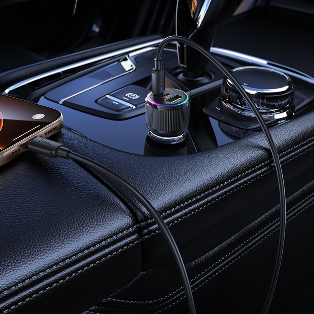 ������������� �������� ���������� Hoco NZ17 USB/ 2 Type-C PD 75W black + ������ Type-C to Type-C