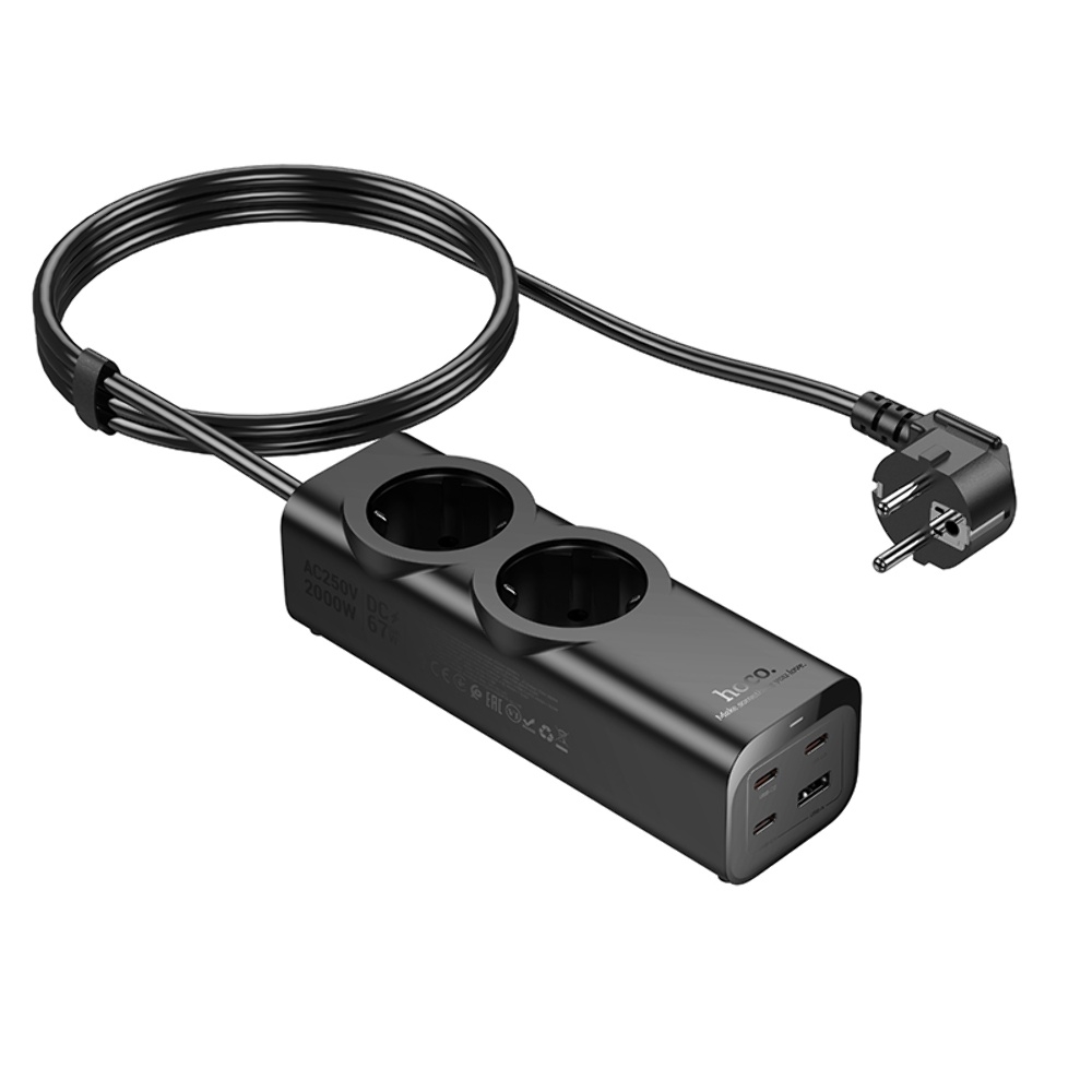 ������� �������� ���������� ���������� Hoco NS10 USB/ 3 Type-C PD 67W 2 ������� 2m black