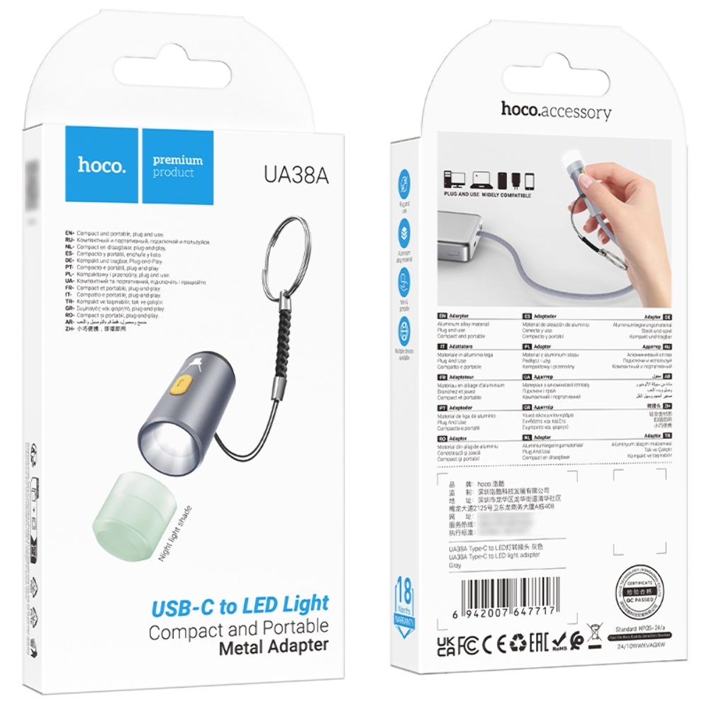 ������� LED Hoco UA38A Type-C to LED gray