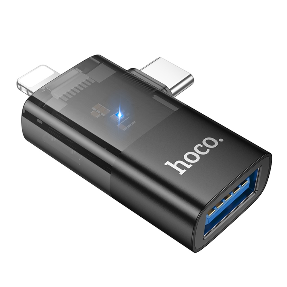 ������� ���������� Hoco UA36E 2�1 Lightning/ Type-C to USB black
