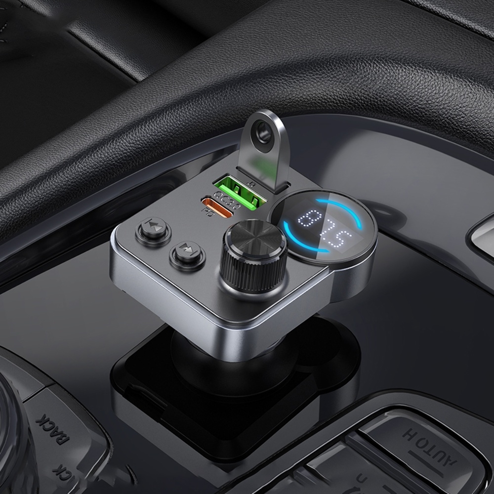 ������������� �������� ���������� Hoco E86 2 USB/ Type-C 48W PD QC 30W c �������� � FM-����������� black