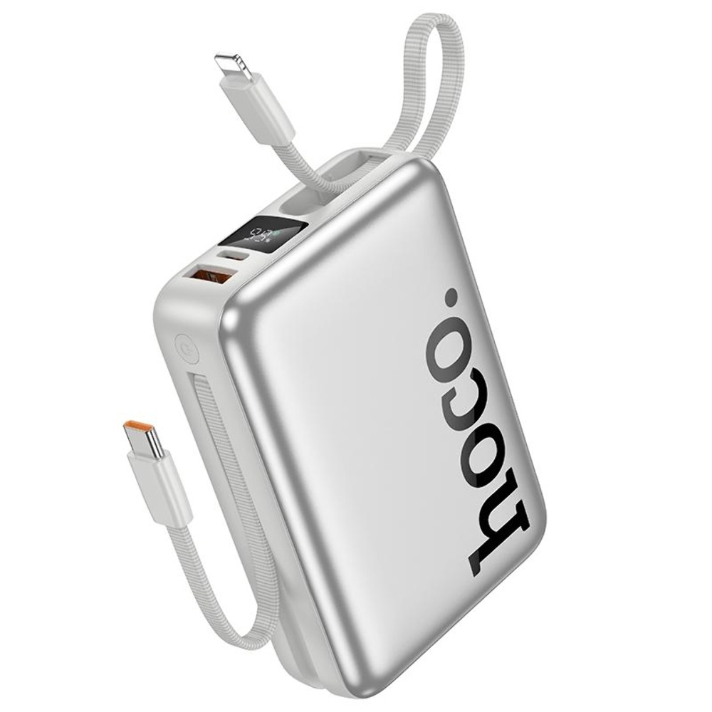 Power bank Hoco Q39 20000mAh 22.5W+PD 20W + ������ 2�1 Type-C/ Lightning silver