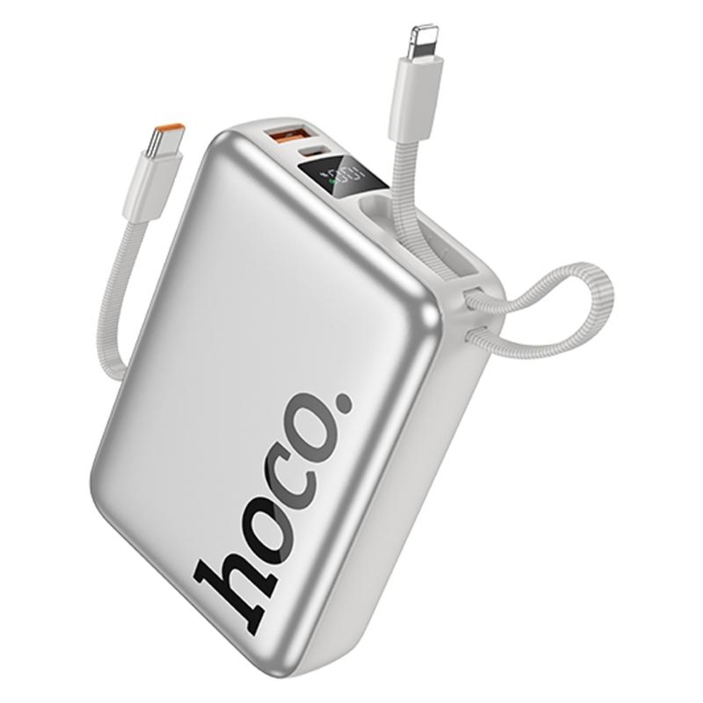 Power bank Hoco Q39 20000mAh 22.5W+PD 20W + ������ 2�1 Type-C/ Lightning silver