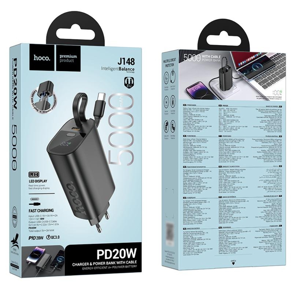 ������� �������� ���������� Hoco J148 �� ���������� Power Bank 5000mAh PD 20W + ������ Type-C black