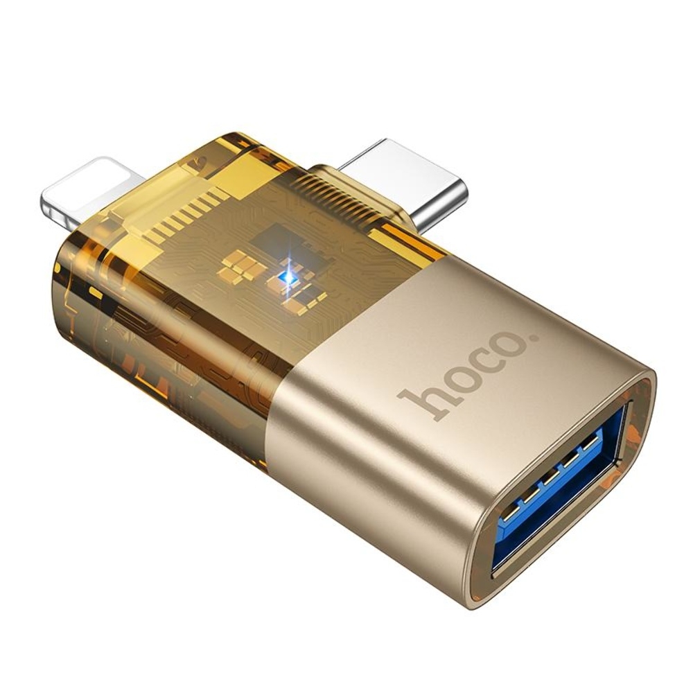 ������� ���������� Hoco UA36E 2�1 Lightning/ Type-C to USB gold