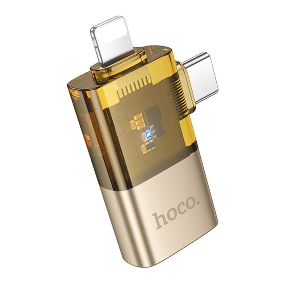 ������� ���������� Hoco UA36E 2�1 Lightning/ Type-C to USB gold
