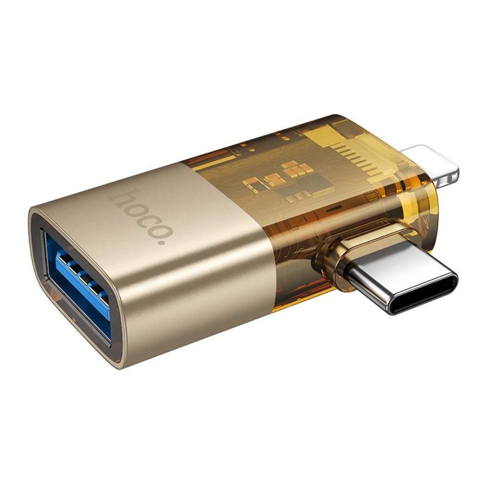 ������� ���������� Hoco UA36E 2�1 Lightning/ Type-C to USB gold