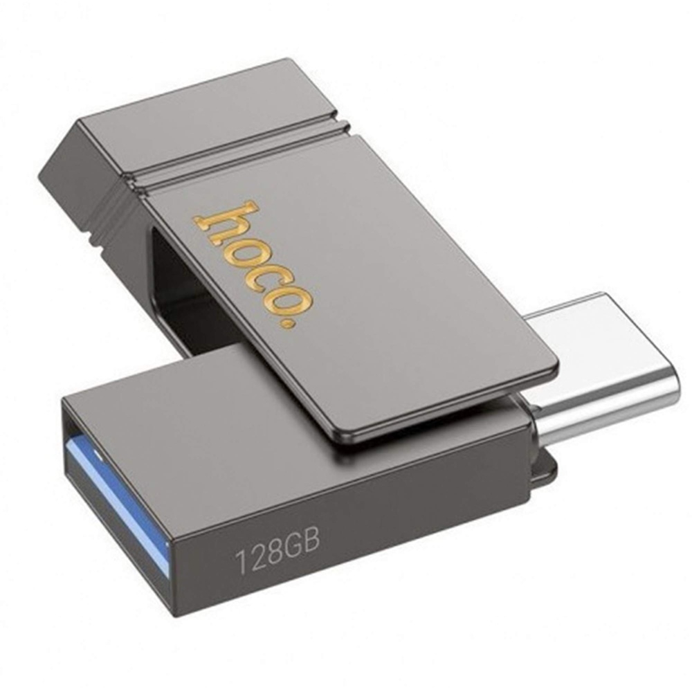 USB ���������� Hoco UD14 128GB Wise Type-C/ USB3.2 + mini flash drive metal gray
