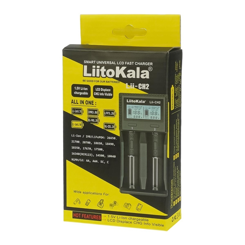 ������������� �������� ���������� LiitoKala Lii-CH2 ��� ������������� 18650/ ��/ ��� � ������, 2 �����