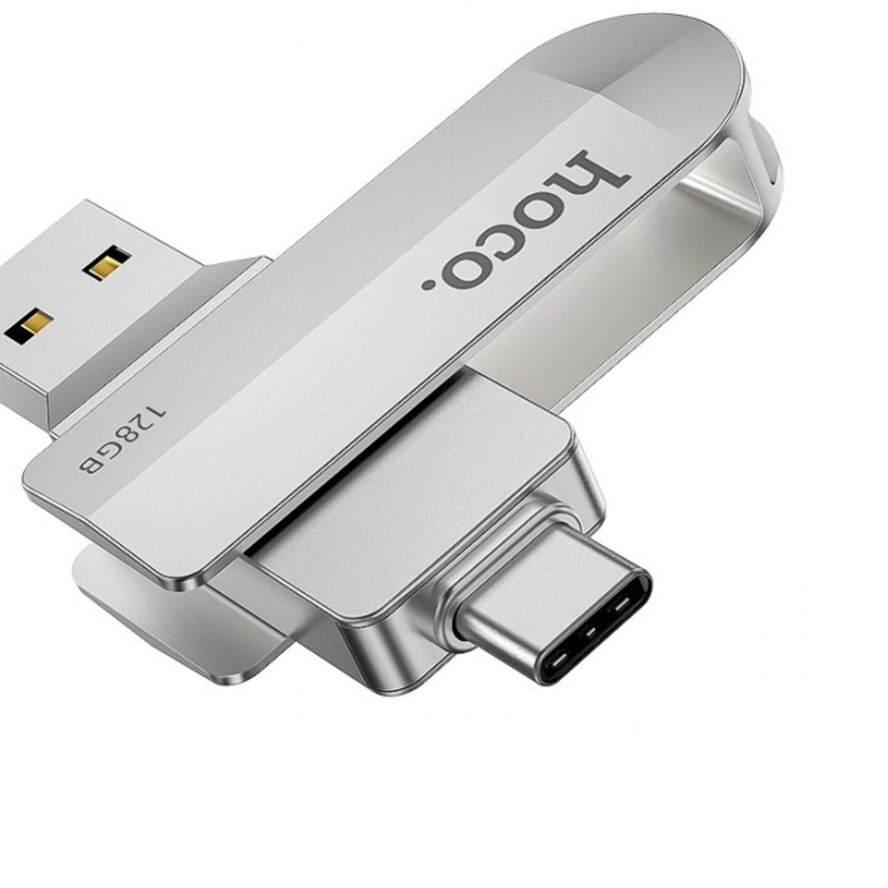 USB ���� ���������� Hoco UD10 128GB 2 � 1 USB 3.0/ Type-C ������������� silver