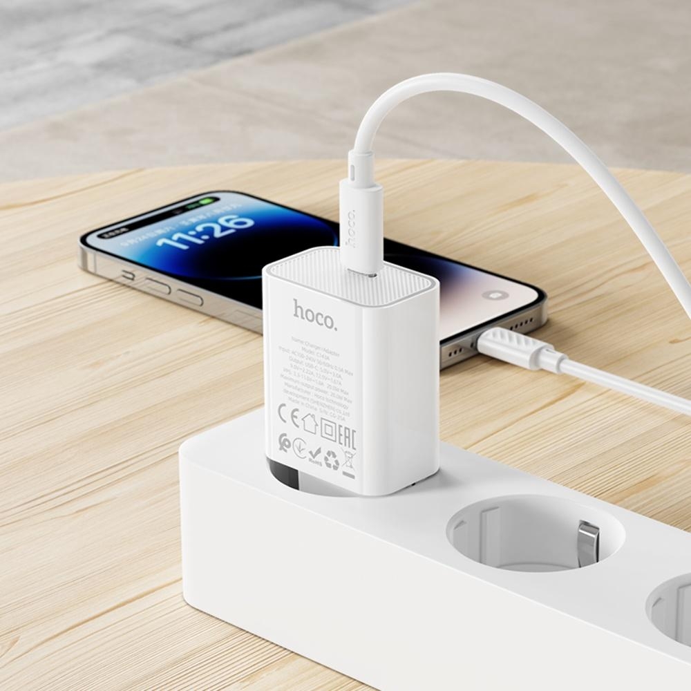 ������� �������� ���������� Hoco C143A Type-C PD white + ������ Type-C to Lightning