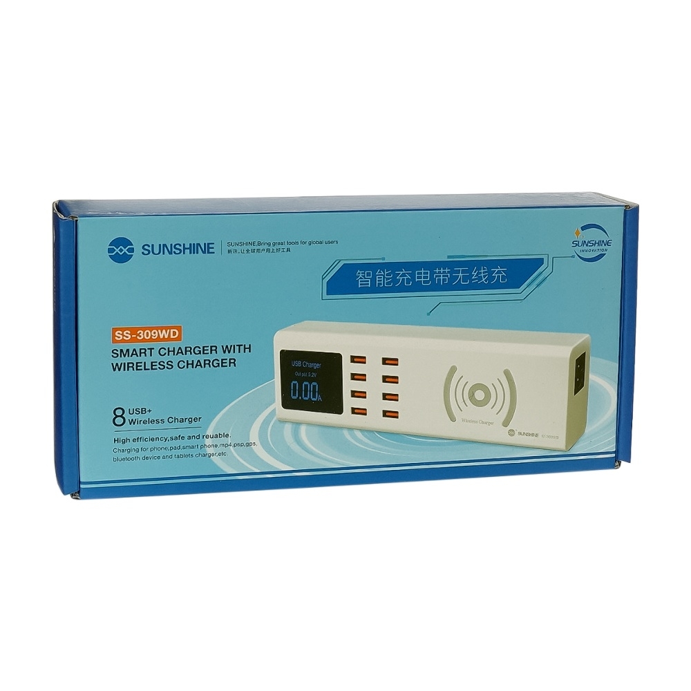 �������� ������� � ���������� ���������� ������� Sunshine SS-309WD 40W (8 USB 5V/ 1A/ Wireless charging 10W)