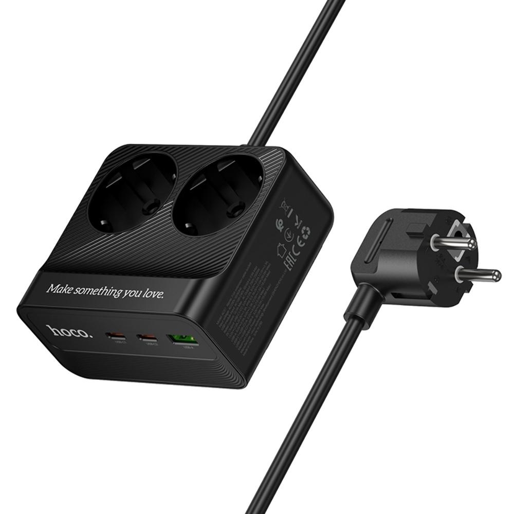 ������� �������� ���������� ���������� Hoco AC27 USB/ 2 Type-C PD 30W 2 ������� 2m black