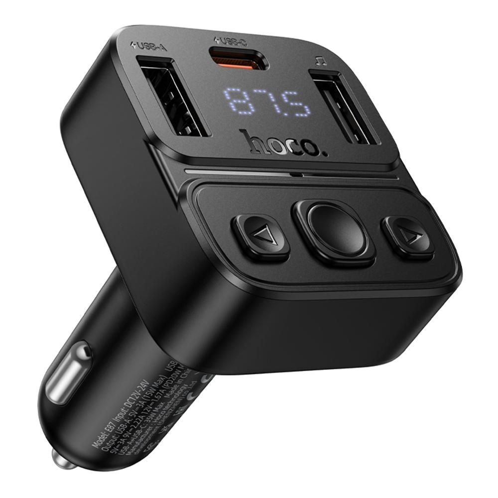 ������������� �������� ���������� Hoco E87 USB/ Type-C 35W c �������� � FM-����������� black