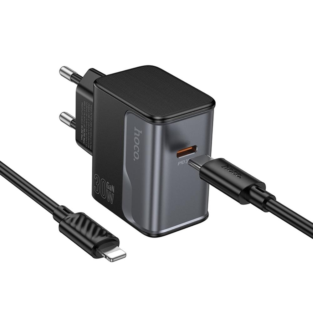 ������� �������� ���������� Hoco CS72A Type-C PD 30W midnight black + ������ Type-C to Lightning