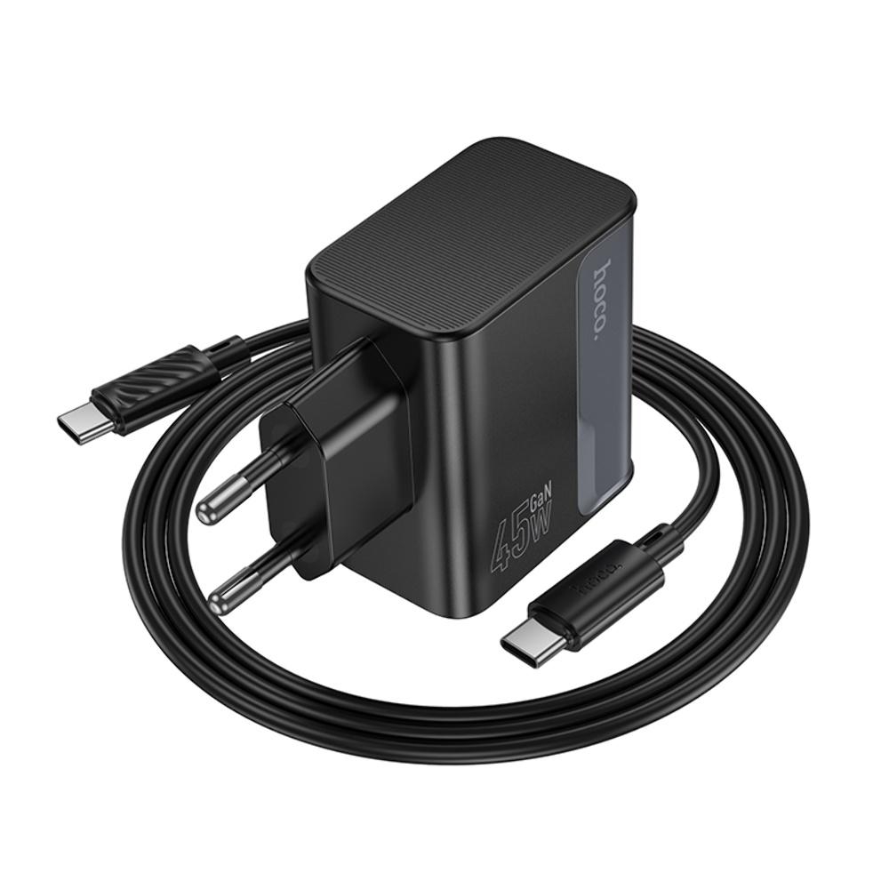 ������� �������� ���������� Hoco CS74A USB/ Type-C PD 45W QC midnight black + ������ Type-C to Type-C